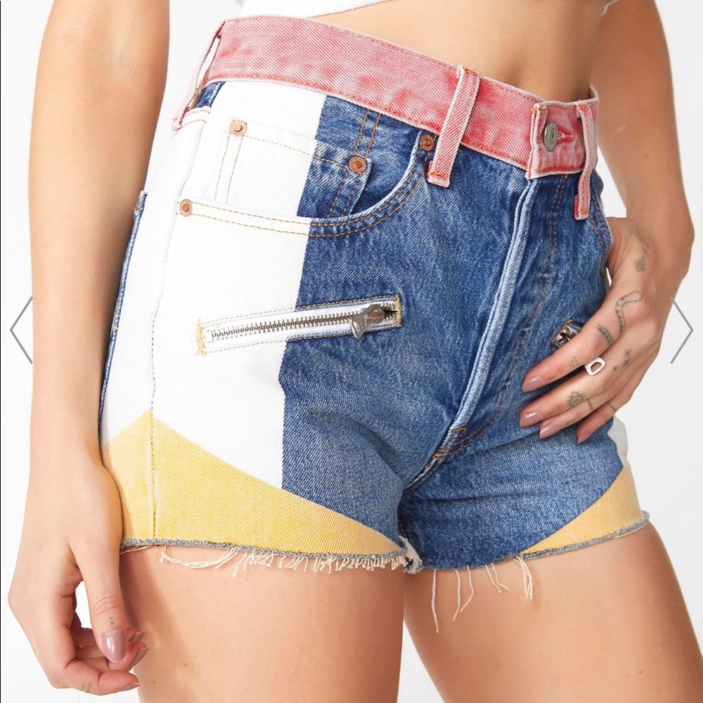 Levi’s 501 Denim Colorblock High Rise Shorts - Picture 3 of 5